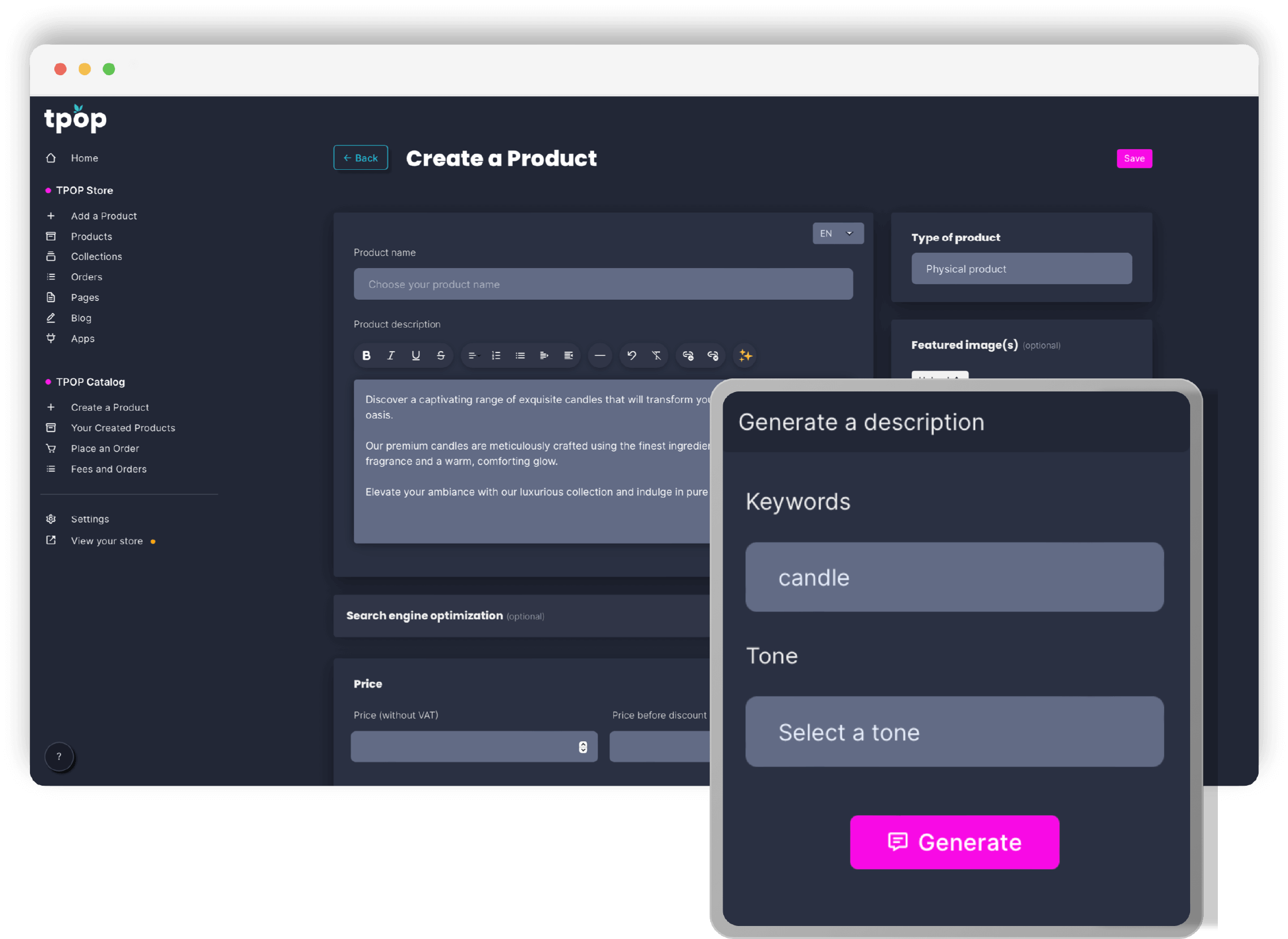 Un generatore di descrizioni.